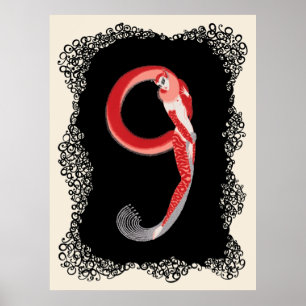 Poster Erté - O Numerals Suite, O Número 9