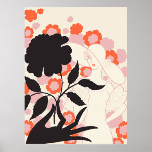 Poster Erté - Rosa preto