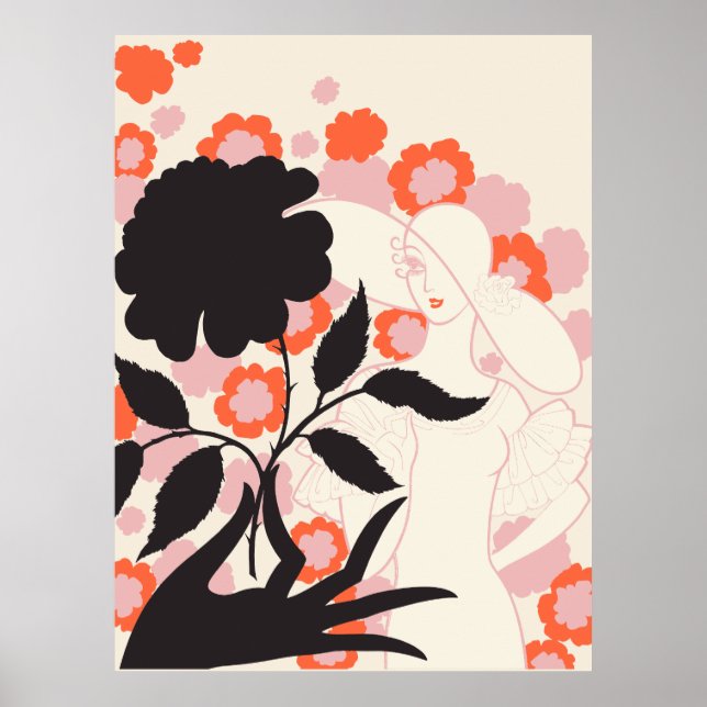 Poster Erté - Rosa preto (Frente)