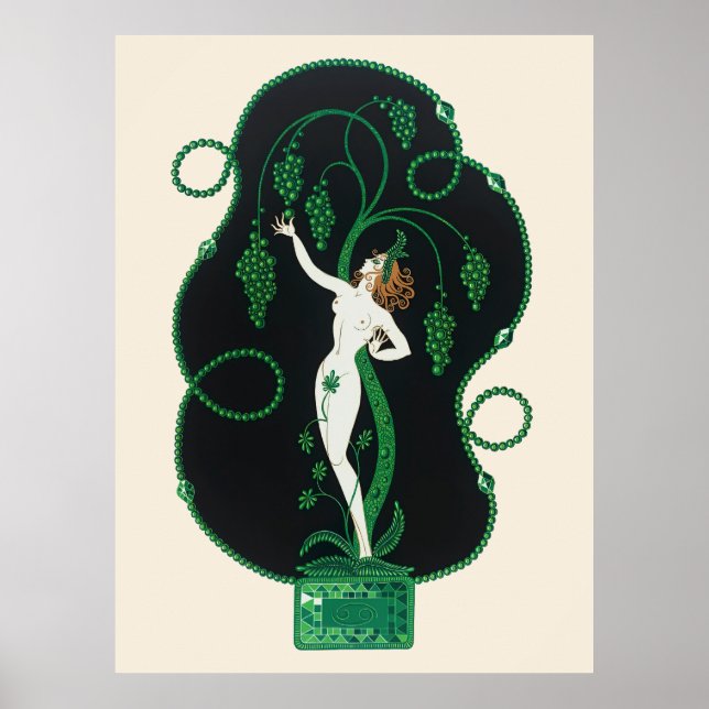 Poster Erté - The Precioso Stones Suite, Emerald, 1969 (Frente)