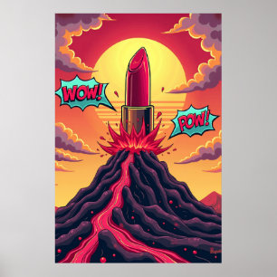 Poster Erupção do Lipstick: vulcão de arte Pop