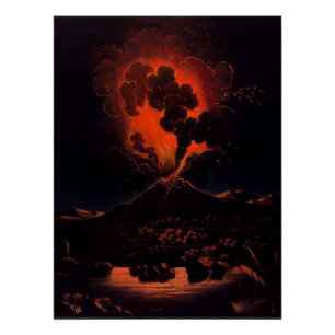 Pôster Erupção do Monte Etna à noite (F Weber)