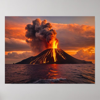 Poster Erupção vulcânica no oceano