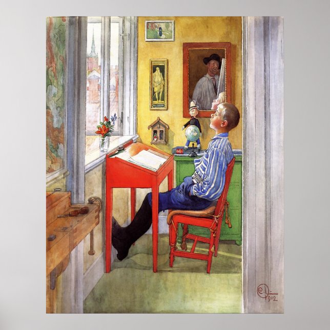 Poster Esbjorn fazendo seu trabalho de casa de Carl Larss (Frente)