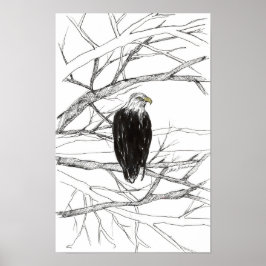 Poster Esboço a tinta da paisagem do deserto da Águia