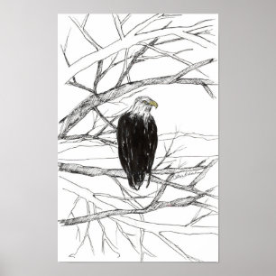 Poster Esboço a tinta da paisagem do deserto da Águia