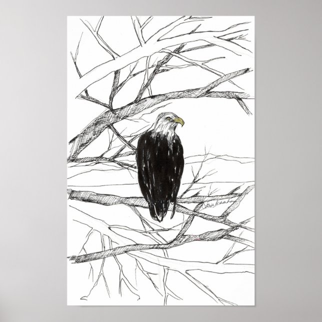 Poster Esboço a tinta da paisagem do deserto da Águia (Frente)