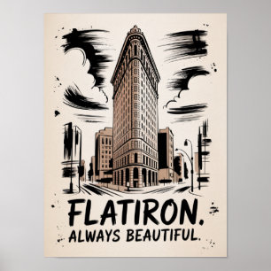 Poster Esboço a Tinta do Flatiron Sempre Belo