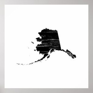 Pôster Esboço afligido do estado de Alaska