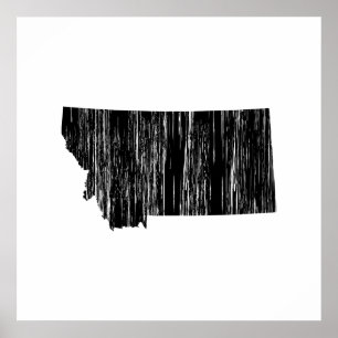 Pôster Esboço afligido do estado de Montana