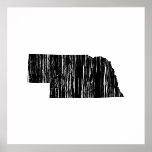 Pôster Esboço afligido do estado de Nebraska