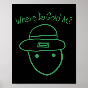 Poster Esboço Amador de Leprechaun Engraçado Meme Irlandê