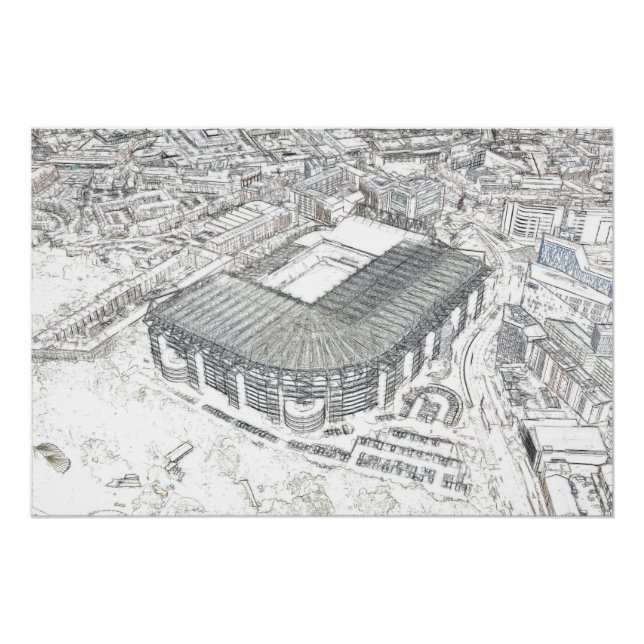 Pôster Esboço Arquitetônico do Estádio de Newcastle (Frente)