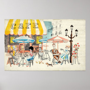 Poster Esboço bonito da cena de France Café