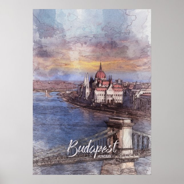 Poster Esboço da Cidade de Budapest (Frente)