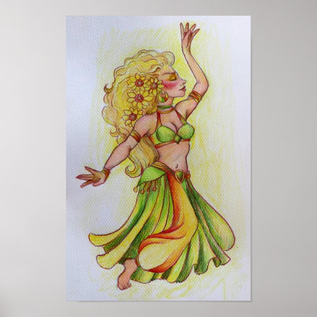 Poster Esboço da Dançarina de Ventre Loira (Frente)