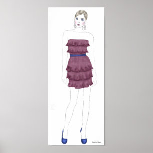 Pôster Esboço da forma - vestido do plissado