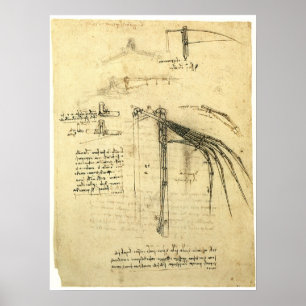 Pôster Esboço da Máquina Voadora de Leonardo da Vinci