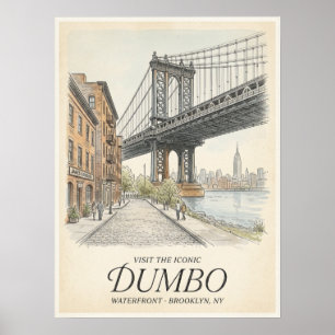 Poster Esboço da Orla de Dumbo Brooklyn