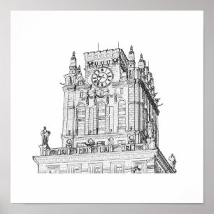 Poster Esboço de Arquitetura de Gates na Cidade de Belar