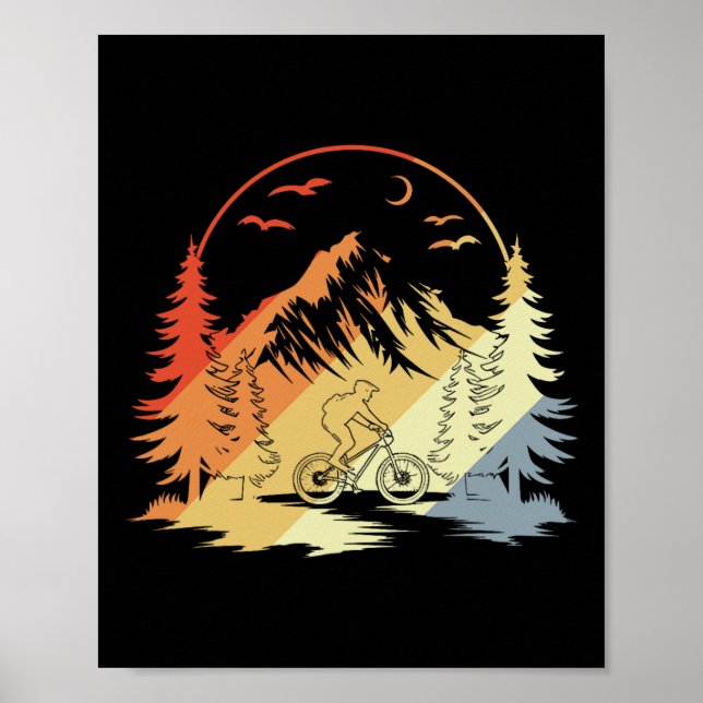 Poster Esboço de Ciclismo de Montanha Estilo Retrô (Frente)