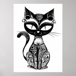 Poster Esboço de gato bonito