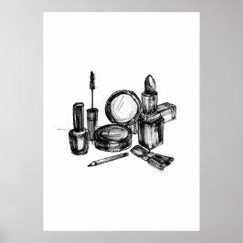 Poster Esboço de Moda de Maquiagem