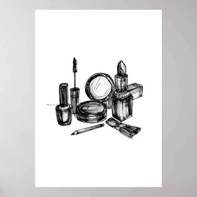 Poster Esboço de Moda de Maquiagem (Frente)