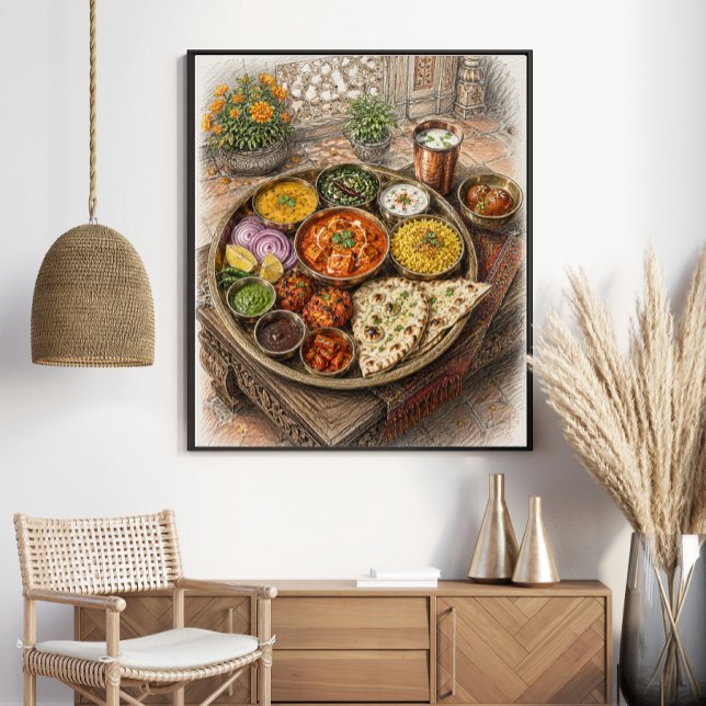 Poster Esboço de Sopa de Macarrão Pho Vietnamita (Criador carregado)