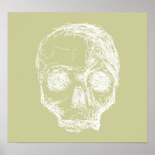 Poster Esboço do crânio. Branco