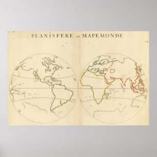 Poster Esboço do mapa do mundo