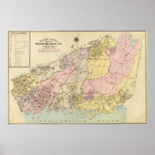 Pôster Esboço, mapa de índice Westchester County