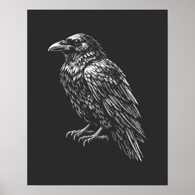 Poster Esboço Monocromático Raven Crest (Frente)