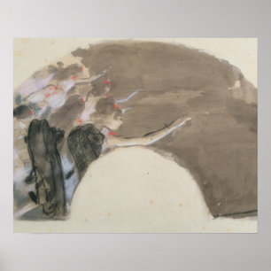 Pôster Esboço para um fã, c.1879 de Edgar Degas