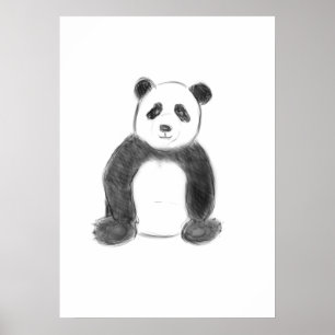 Poster Esboço preto e branco do panda