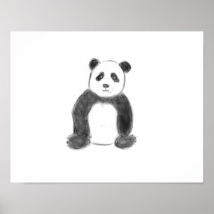 Poster Esboço preto e branco do panda