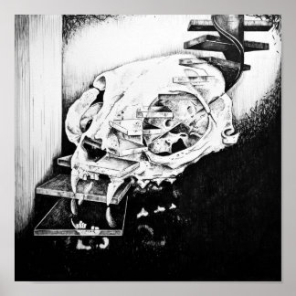 Pôster Escada Descendente do Crânio do Gato