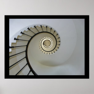 Poster Escada espiral até o céu preto e branco