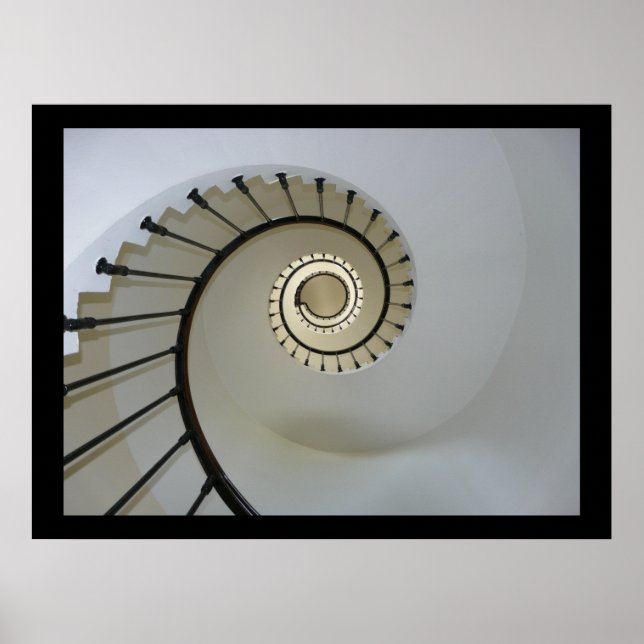 Poster Escada Espiral para o Céu Preto e Branco (Frente)