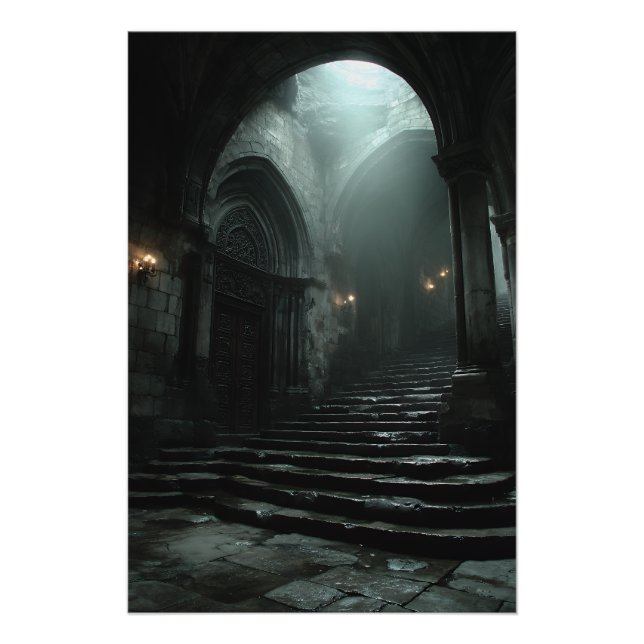 Pôster Escadaria Antiga Catedral Névoa Luz (Frente)