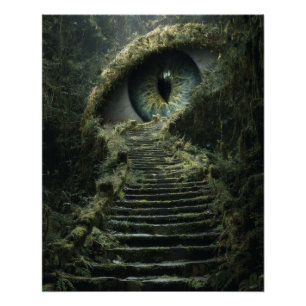 Pôster Escadaria do Olhar Surrealista Arte de Fantasia So