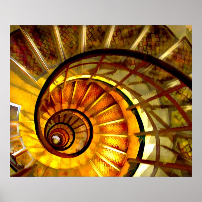 Poster Escadaria Espiral abstrato Nautilus (Frente)