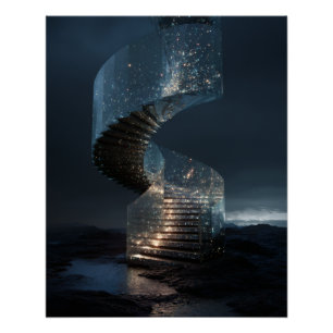 Pôster Escadaria Espiral Luminosa Rumo às Estrelas