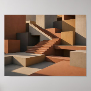 Poster Escadaria Geométrica de Terracota Abstrata Arquite
