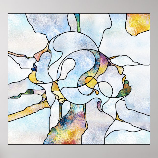 Poster Escadas do arco-íris, unidade de vidro manchada (Frente)