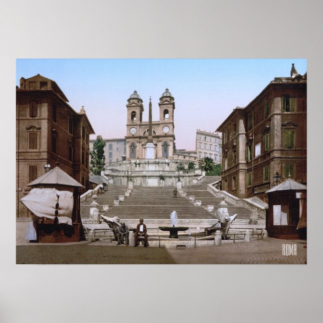 Poster Escadas espanholas em Roma (c. 1900) (Frente)