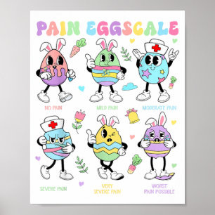 Poster Escala de Dor Dia de Páscoa Ovos de Coelho Fofo En