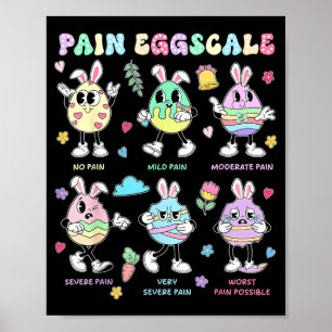 Poster Escala de Dor Dia de Páscoa Ovos de Coelho Fofo En
