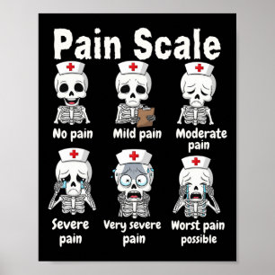Poster Escala de Dor Enfermeira Fofa Esqueleto Halloween
