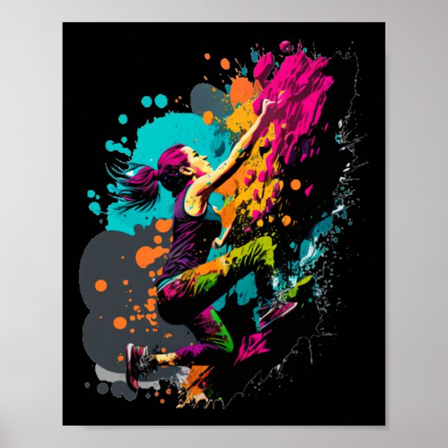 Poster Escalada em Parede Bouldering Escalador Indoor Cli (Frente)
